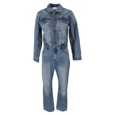 Michael Kors Michael  Long Sleeve Denim Jumpsuit In Blue Cotton