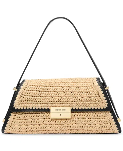 Michael Kors Michael  Ludlow Small Woven Convertible Shoulder Bag In Natural,black