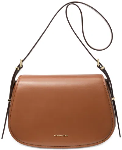 Michael Kors Michael  Lydia Small Leather Flap Messenger In Luggage