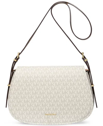 Michael Kors Michael  Lydia Small Monogram Flap Messenger In Vanilla,acorn