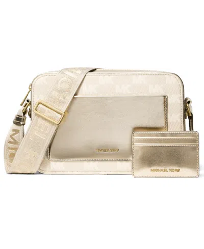 Michael Kors Michael  Maeve Small East West Pocket Handbag In Gold