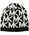 Michael Kors Michael  Major Mk Repeating Logo Knit Beanie In Black