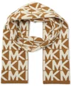 Michael Kors Michael  Major Mk Repeating Logo Knit Scarf In Dark Camel
