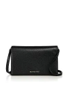 Michael Kors Michael  Medium Front Flap Leather Crossbody Bag In Black