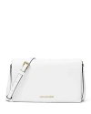 Michael Kors Michael  Medium Front Flap Leather Crossbody Bag In White