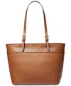 Michael Kors Michael  Medium Leather Top Zip Pocket Tote In Luggage