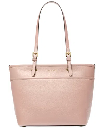 Michael Kors Michael  Medium Leather Top Zip Pocket Tote In Soft Pink