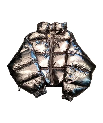Michael Kors Michael  Metallic Effect Puffer Jacket In Black