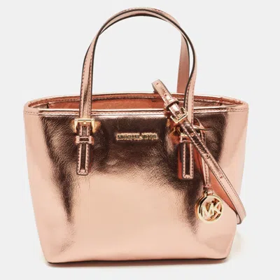 Pre-owned Michael Kors Michael  Metallic Leather Extra-small Jet Set Travel Tote