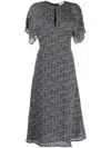 Michael Kors Abstract-print Midi Dress In Schwarz