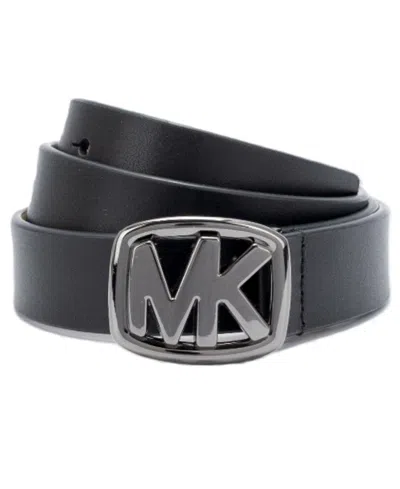 Michael Kors Michael  Mk Buckle Leather Belt In Black