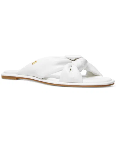 Michael Kors Michael  Mmk Elena Slip-on Knotted Slide Sandals In Optic White