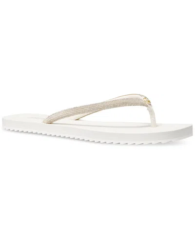 Michael Kors Jinx Crystal-embellished Flip Flop In Cream