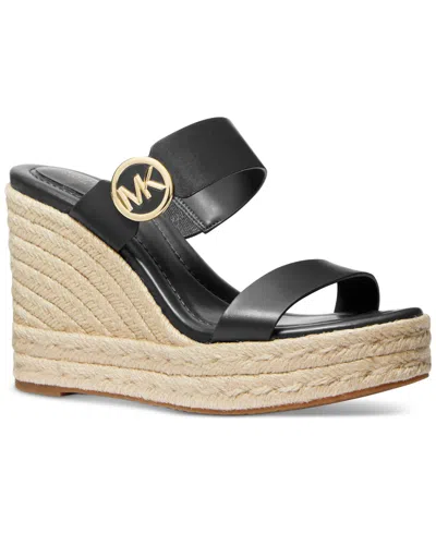 Michael Kors Michael  Mmk Lucinda Espadrille Wedge Sandals In Black