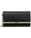 Michael Kors Michael  Mona East West Large Leather Clutch In Black