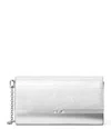 Michael Kors Michael  Mona Small Leather East West Clutch In Silver