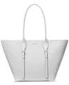 Michael Kors Michael  Moore Extra-large Buckle Tote In Optic White,allum