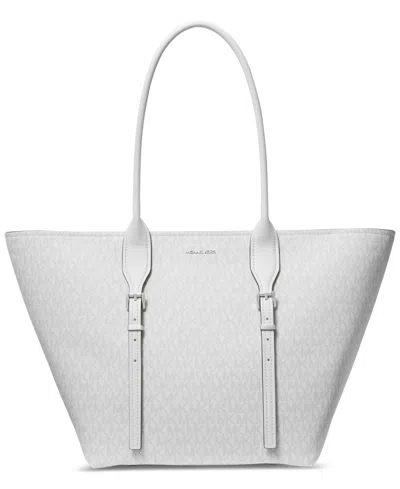 Michael Kors Michael  Moore Extra-large Buckle Tote In Optic White,allum