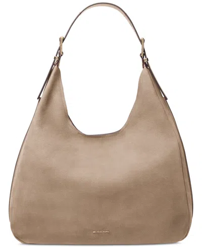 Michael Kors Michael  Nolita Large Hobo Leather Shoulder Bag In Beige