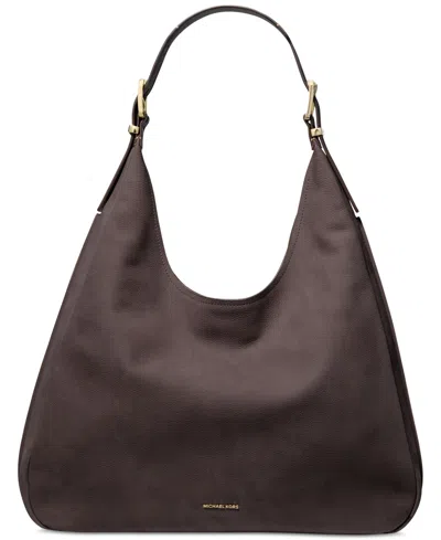 Michael Kors Michael  Nolita Large Hobo Leather Shoulder Bag In Brown