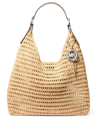 Michael Kors Nolita Large Raffia Hobo Bag In Brown