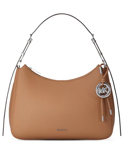 Michael Kors Nolita Medium Shoulder Bag In Hammered Leather In Neutral