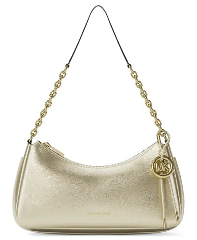 Michael Kors Michael  Nolita Medium Chain Slim Shoulder Pouchette Bag In Pale Gold