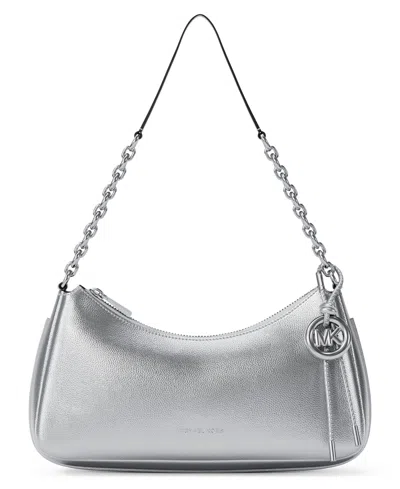 Michael Kors Michael  Nolita Medium Chain Slim Shoulder Pouchette Bag In Silver