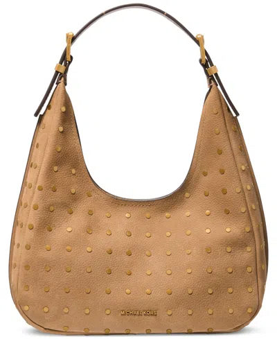 Michael Kors Michael  Nolita Small Leather Hobo Shoulder Bag In Husk