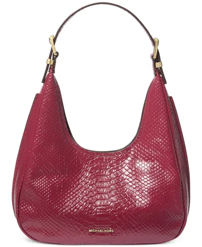 Michael Kors Michael  Nolita Small Leather Hobo Shoulder Bag In Purple