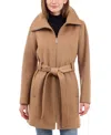 Michael Kors Michael  Women's Belted Zip-front Coat, Created For Macy's In Dark Camel