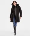 Michael Kors Michael  Petite Hooded Bibbed Puffer Coat In Black