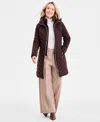 Michael Kors Michael  Petite Hooded Bibbed Puffer Coat In Brown