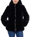 Michael Kors Michael  Petite Hooded Faux-fur Coat In Black