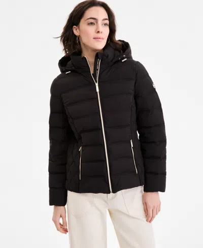 Michael Kors Michael  Petite Hooded Packable Puffer Coat, Exclusively At Macy's In Black