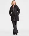 Michael Kors Michael  Petite Hooded Packable Puffer Coat, Exclusively At Macy's In Black
