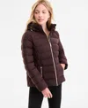 Michael Kors Michael  Petite Hooded Packable Puffer Coat, Exclusively At Macy's In Brown