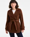 Michael Kors Michael  Petite Short Belted Wrap Coat, Exclusively At Macy's In Brown