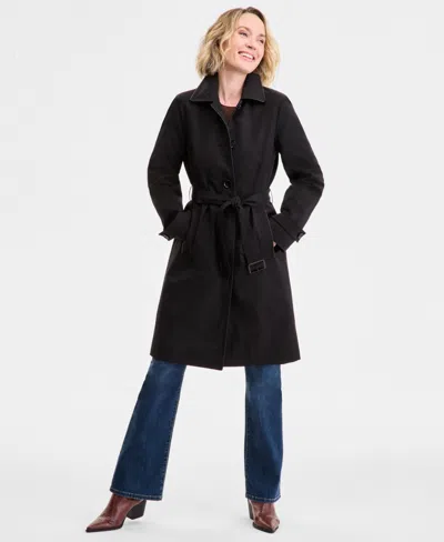 Michael Kors Michael  Petite Single-breasted Belted Trench Coat In Black