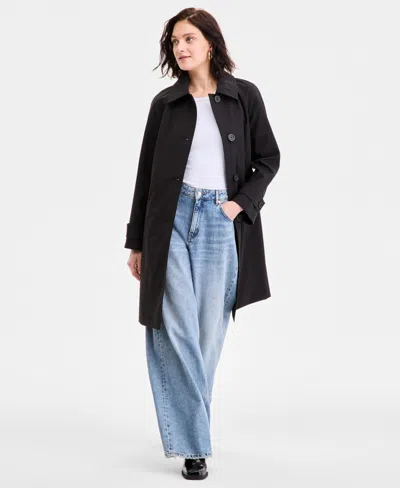 Michael Kors Michael  Petite Single-breasted Trench Coat In Black