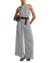 Michael Kors Michael  Pleated Chain Neck Halter Jumpsuit In White