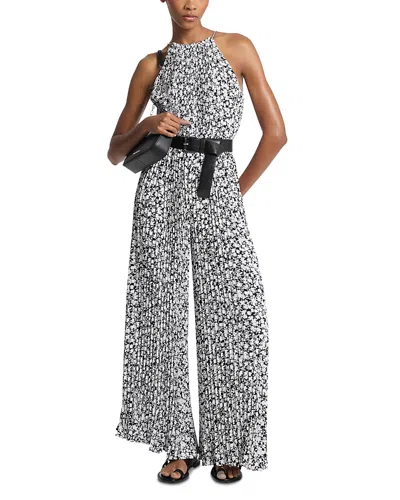 Michael Kors Michael  Pleated Chain Neck Halter Jumpsuit In White