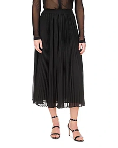 Michael Kors Michael  Pleated Midi Skirt In Black