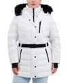 Michael Kors Michael  Women's Faux-fur-trim Hooded Puffer Coat, Created For Macy's In White