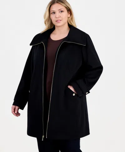 Michael Kors Michael  Plus Size Collared Zip-front Coat In White