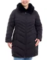 Michael Kors Michael  Women's Plus Size Hooded Down Packable Puffer Coat, Created For Macy's In Black