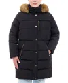 Michael Kors Michael  Plus Size Faux-fur-trim Hooded Puffer Coat, Created For Macy's In Black