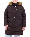 Michael Kors Michael  Plus Size Faux-fur-trim Hooded Puffer Coat, Created For Macy's In Chocolate