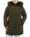 Michael Kors Michael  Plus Size Faux-fur-trim Hooded Puffer Coat, Created For Macy's In Olive