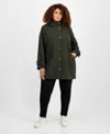Michael Kors Michael  Women's Hooded Button-front Coat, Exclusively At Macy's In Green